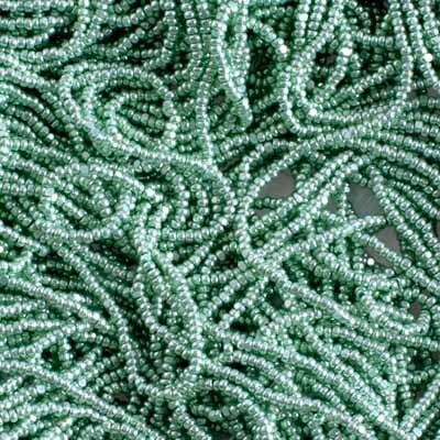 Czech Seed Bead 13/0 Cut Metallic Green Terra Strung